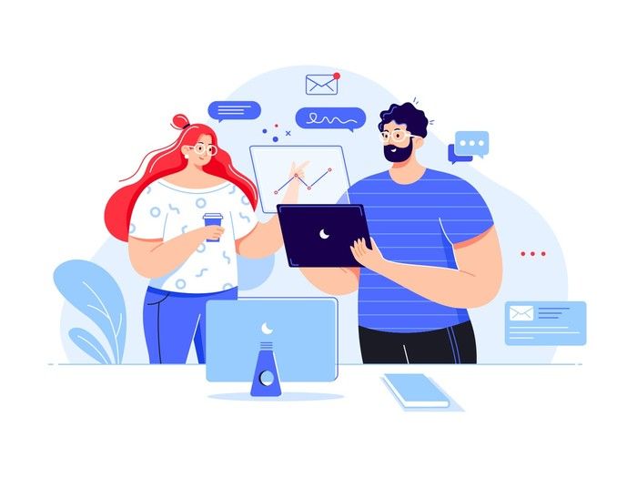 Internal communication is an important part of your business to use. Why not to improve it? (*image by [Unini](https://dribbble.com/Unini){ rel="nofollow" .default-md}*)