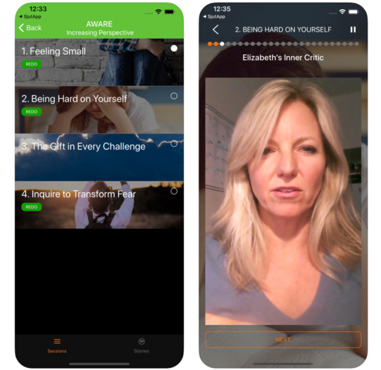 Screens from the Numina app