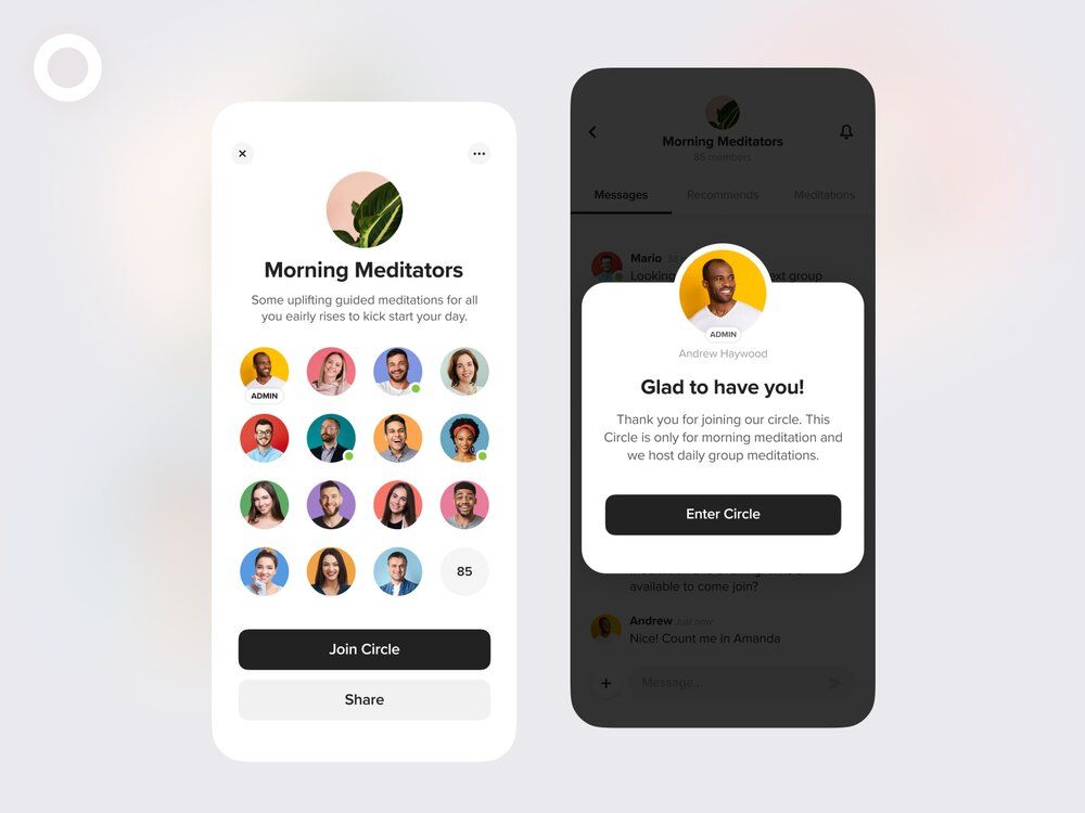 Headspace-like app for meditation with should pay attention to finding a suitable server for an affordable subscription price to store meditation content (*image by [Andrew McKay](https://dribbble.com/andrewmckay){ rel="nofollow" target="_blank" .default-md}*)