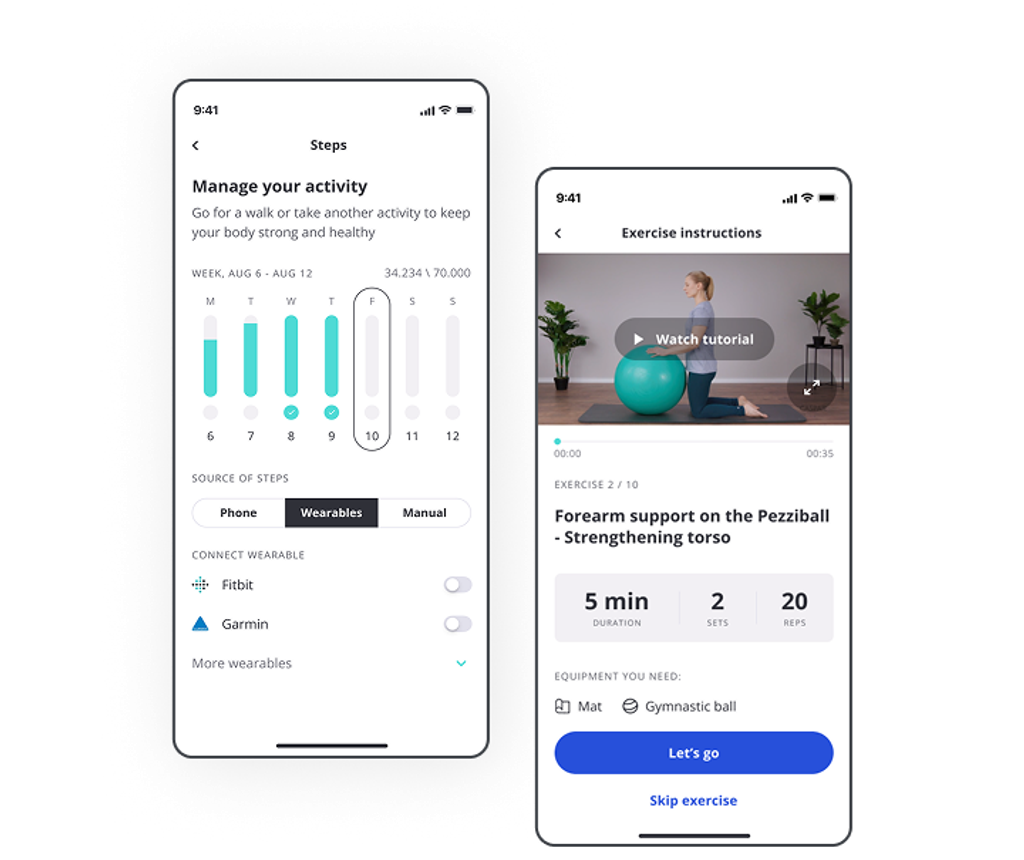 Screenshots of the Caspar Health app developed using Stormotion's React Native application development services