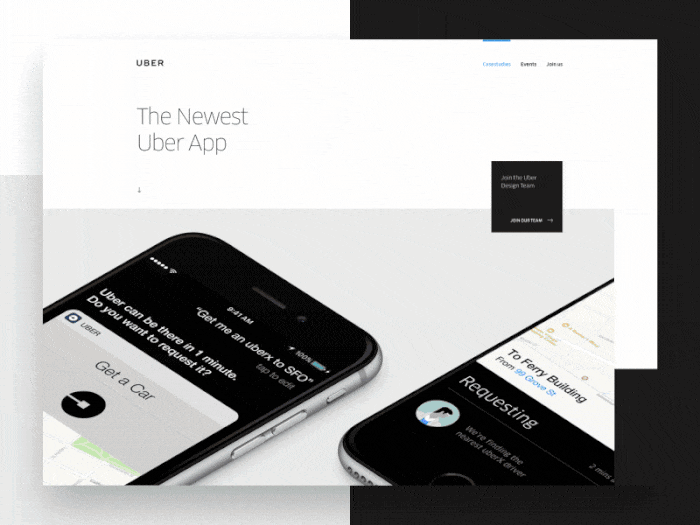 Uber Case Study (*image by [Gene Ross](https://dribbble.com/geneross){ rel="nofollow" .default-md}*)