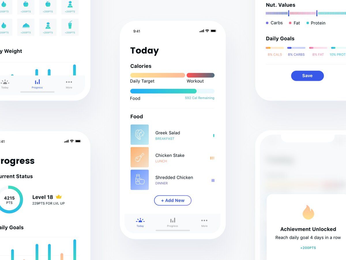You can combine your and service's data. For example, develop your own nutrition app and stream workout data from Garmin to show an accurate daily calorie balance (*image by [Ariel Verber](https://dribbble.com/arielopie){ rel="nofollow" .default-md}*)
