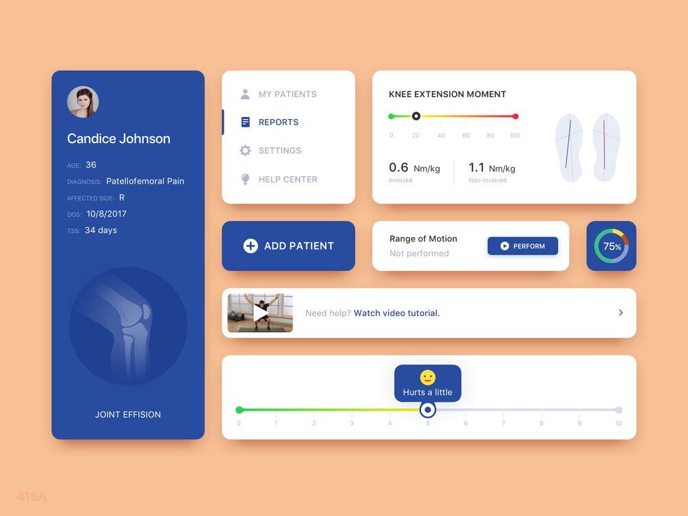 A healthcare mobile app development can be used for implementing exercises into your medical app (*image by [415Agency](https://dribbble.com/415agency){ rel="nofollow" target="_blank" .default-md}*)