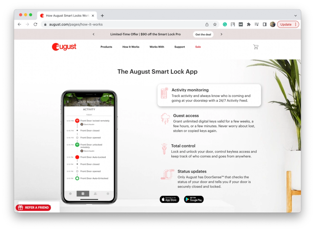 August Smart Lock IoT applications allow your mobile phone to be the security center of your house without any extra effort.