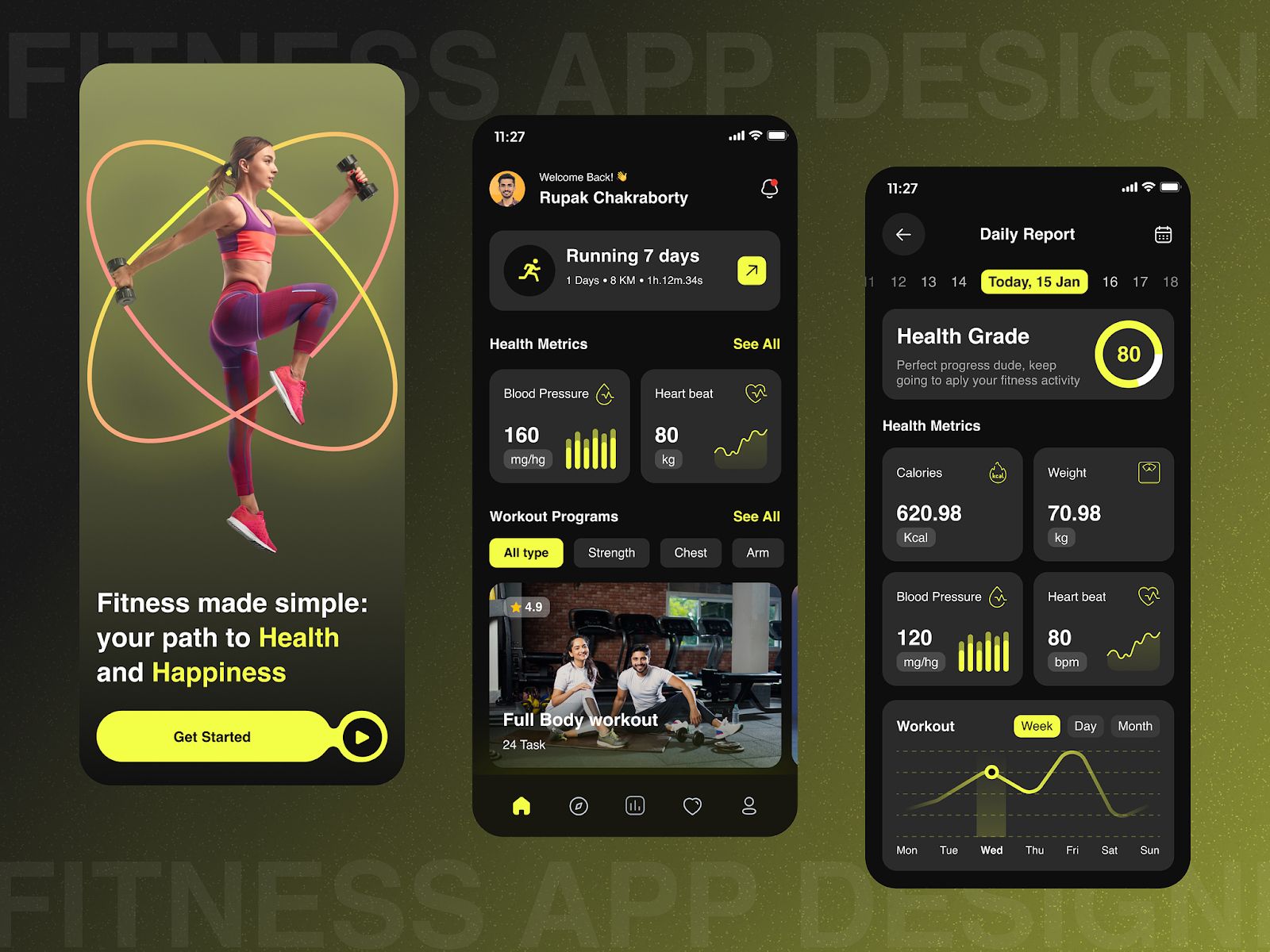 An example of the fitness app’s functionality