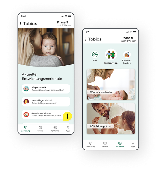 Screenshots der Kinderentwicklungs-App