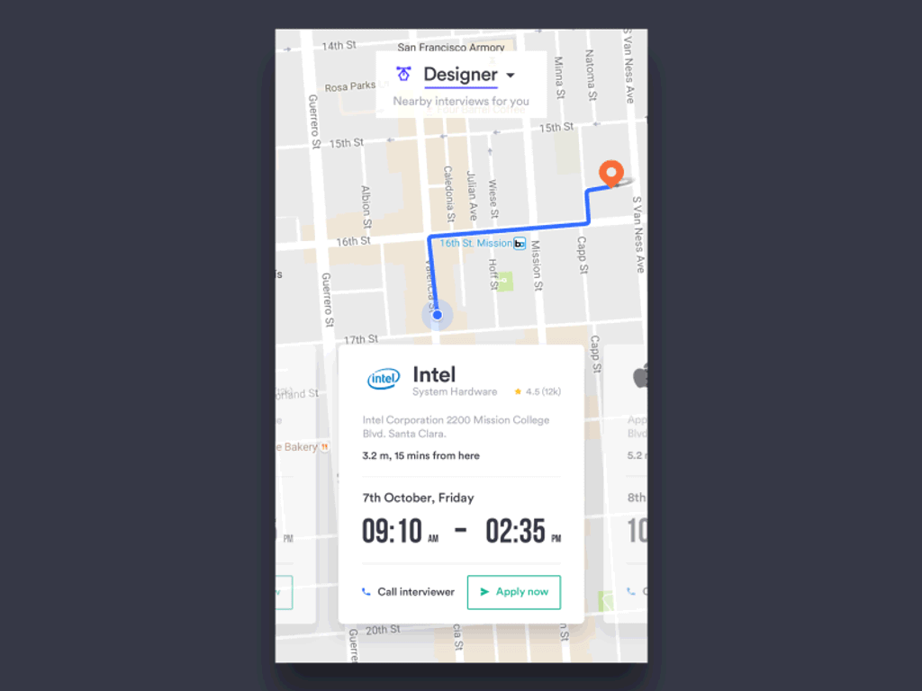 It would be impossible to create a navigation app without geolocation technologies (*image by [Udhaya chandran](https://dribbble.com/udhaya){ rel="nofollow" .default-md}*)