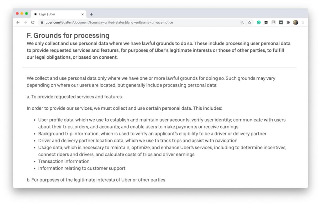 Shot from the Uber website