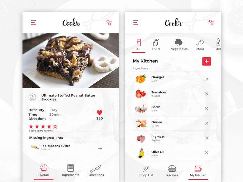 Shopping list is a great addition to a cooking app (*image by [Alexandru Circo](https://dribbble.com/alexandrucirco){ rel="nofollow" .default-md}*)