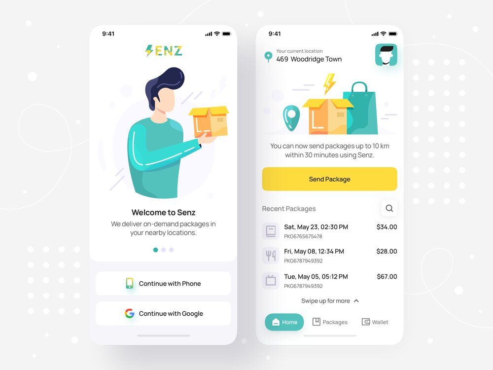 To build an app for a delivery service, think of how you’ll cover delivery costs (*image by [Nitish Khagwal](https://dribbble.com/nitishkmrk){ rel="nofollow" target="_blank" .default-md}*)