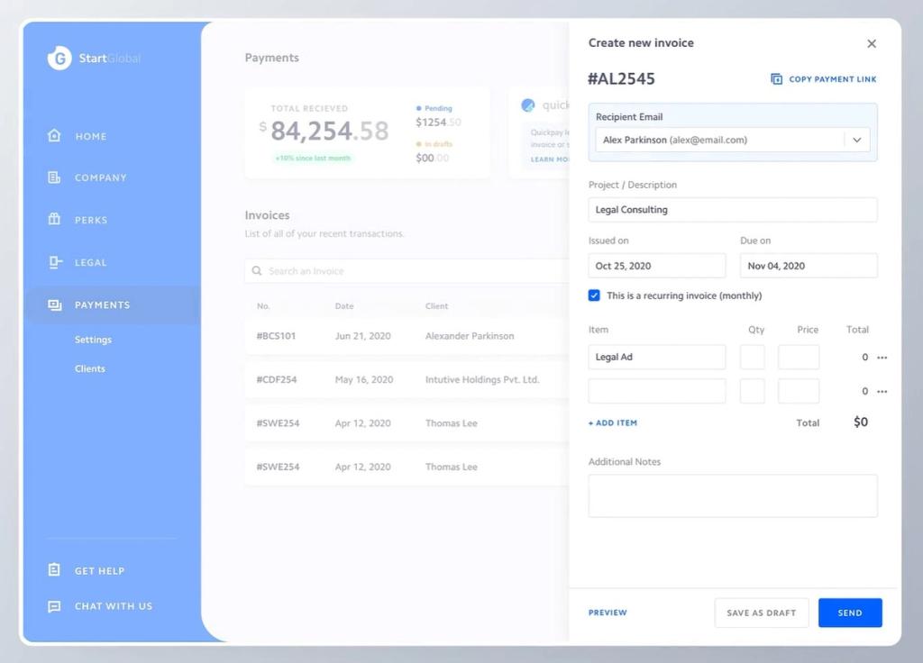 Invoicing automation can greatly benefit your business (*image by [Vishnu Prasad](https://dribbble.com/vlockn){ rel="nofollow" target="_blank" .default-md}*)
