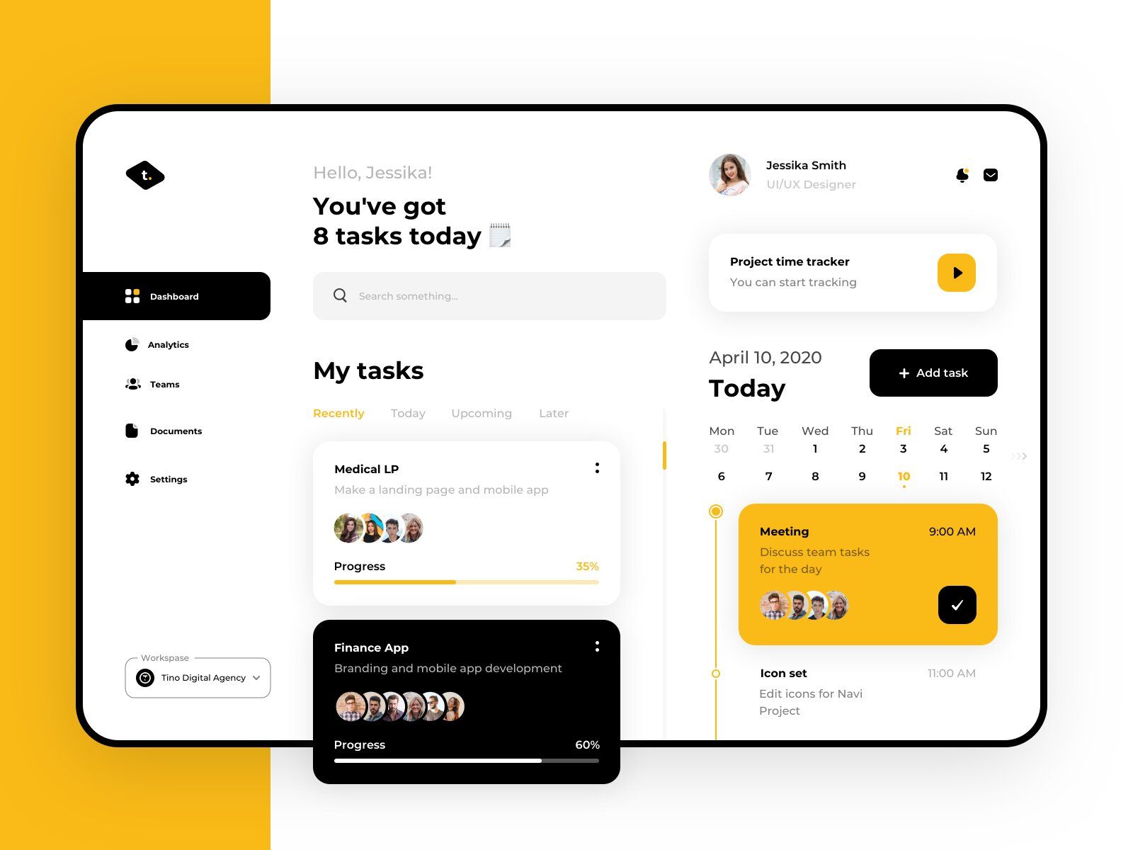 Read on if you want to develop team task management software to improve team collaboration within projects and tasks (*image by [Anastasia](https://dribbble.com/anastasia-tino){ rel="nofollow" target="_blank" .default-md}*)
