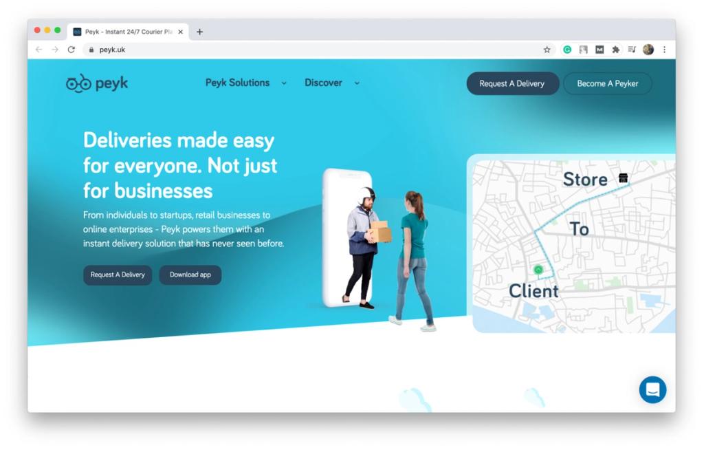 Peyk courier app with C2C delivery business model 