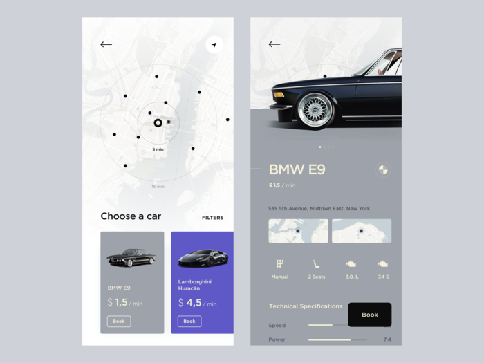 The Car Booking Feature can be found in many travel apps (*image by [Aufar Syahdan](https://dribbble.com/aufarsyahdan){ rel="nofollow" .default-md}*)