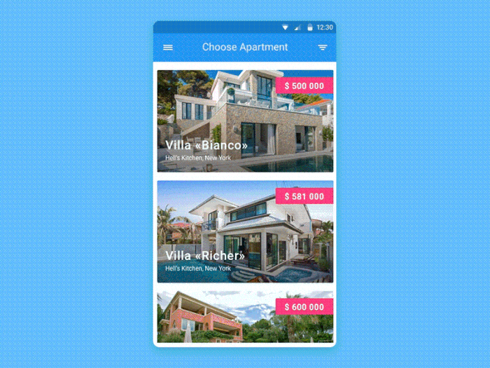 Advanced searching in the real estate app 