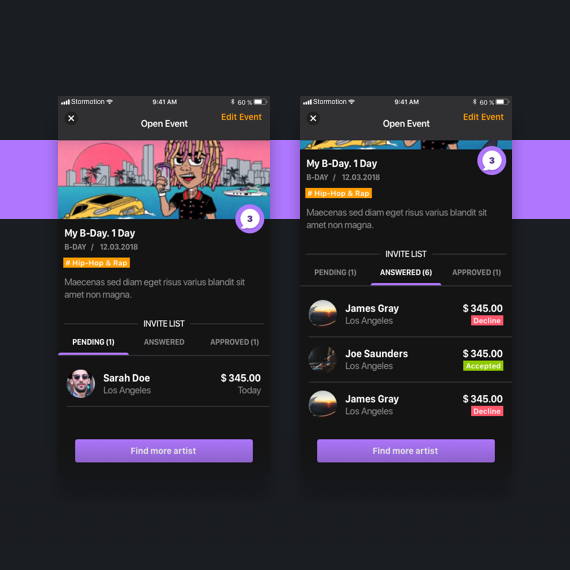 The Event Screen in the Pocket Promoter App