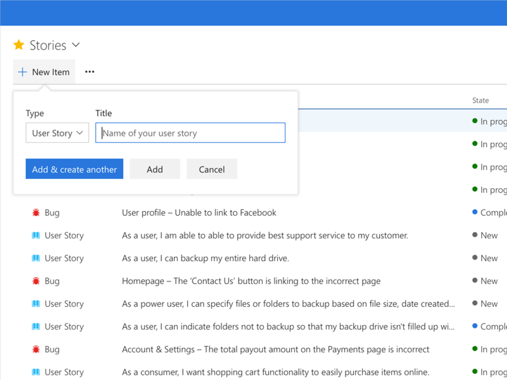Few more examples of user stories 