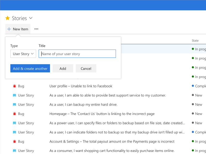 Few more examples of user stories 