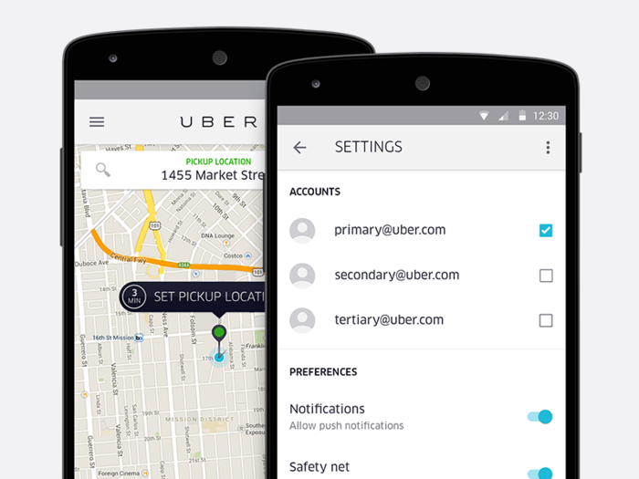 The modern Uber app: minimalist, but stylish 
