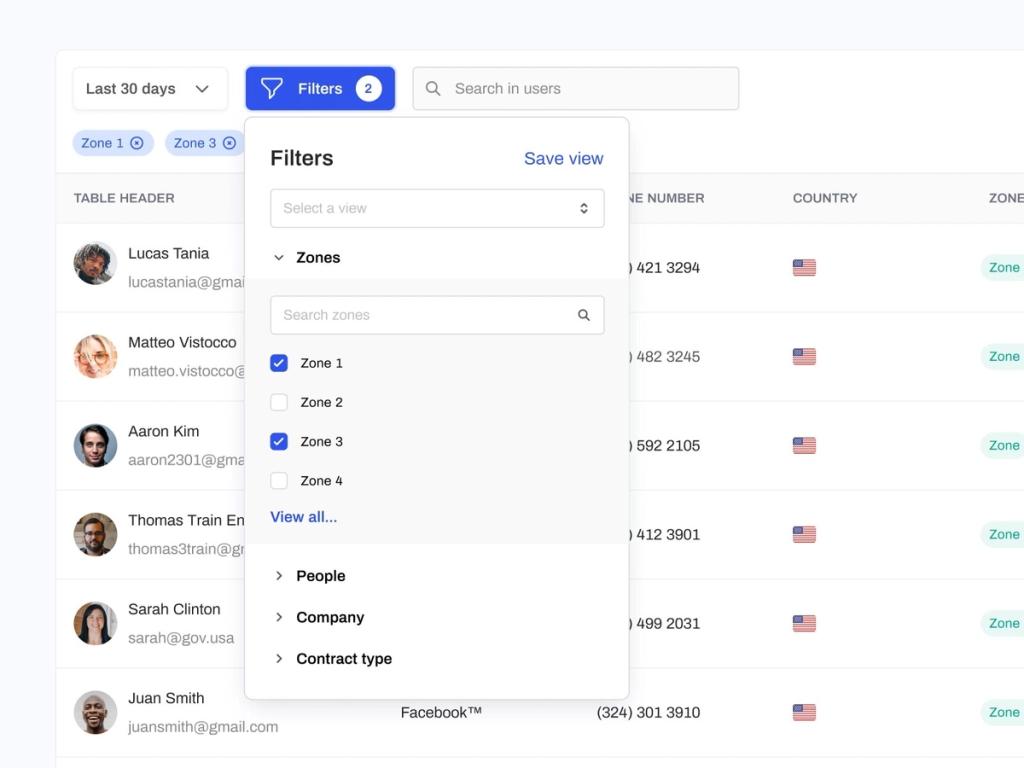 Add filter templates and inner search engine to ease the learning life of your client (*image by [Micah Caroll](https://dribbble.com/MicahCarroll){ rel="nofollow" target="_blank" .default-md}*)