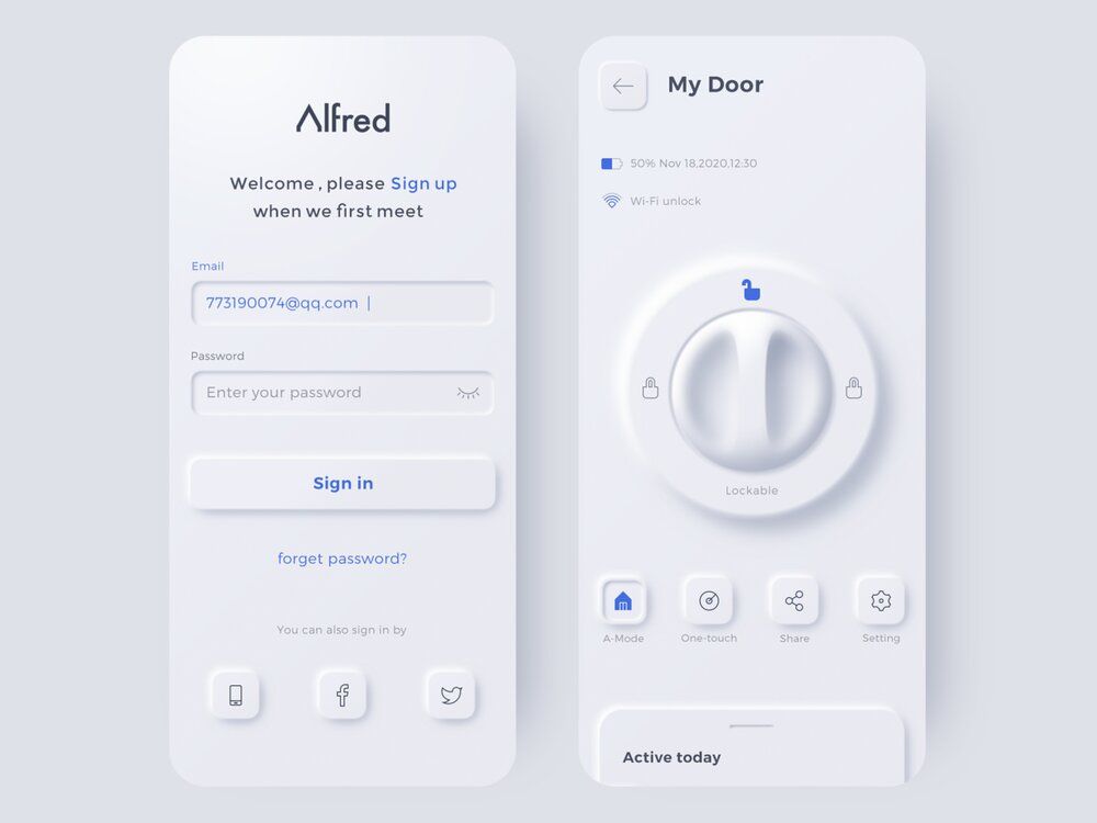 Internet of Things (IoT) app for a door lock