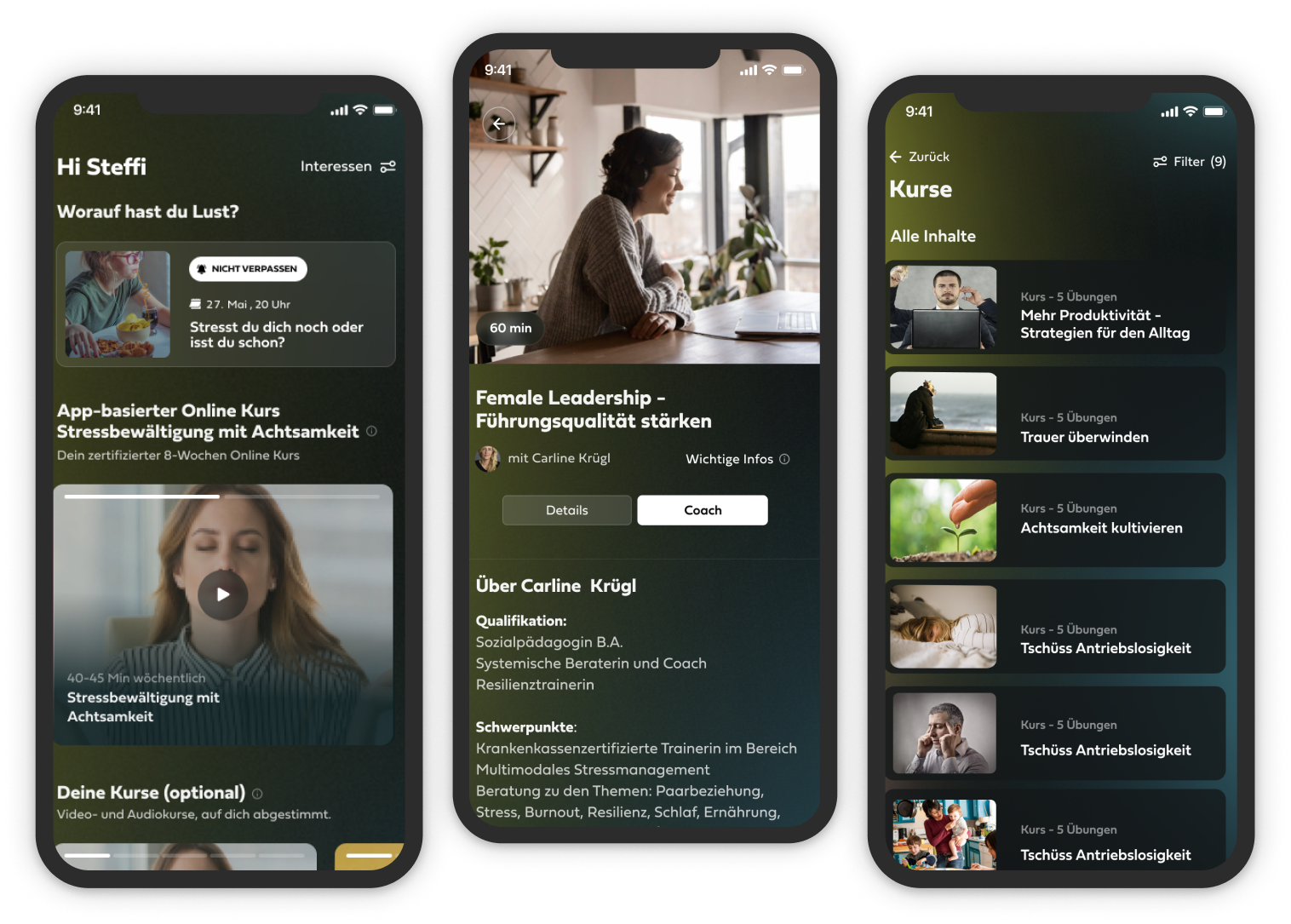 Screenshots of the Mindance app created by Stormotion