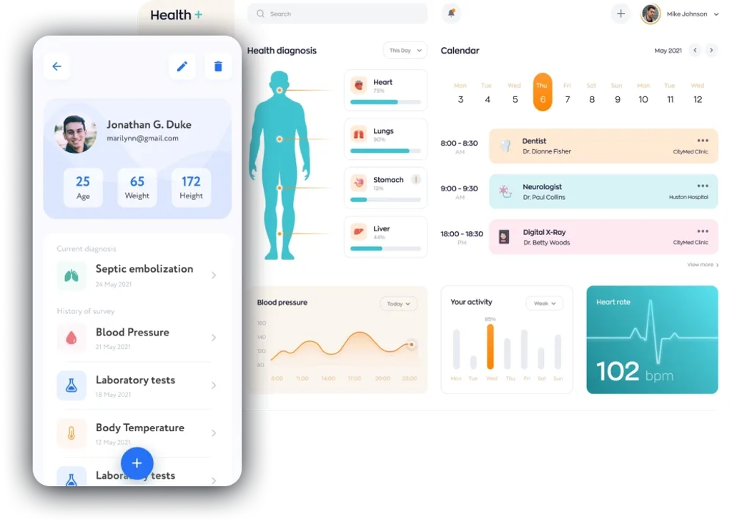 Screenshot of the healthcare app 