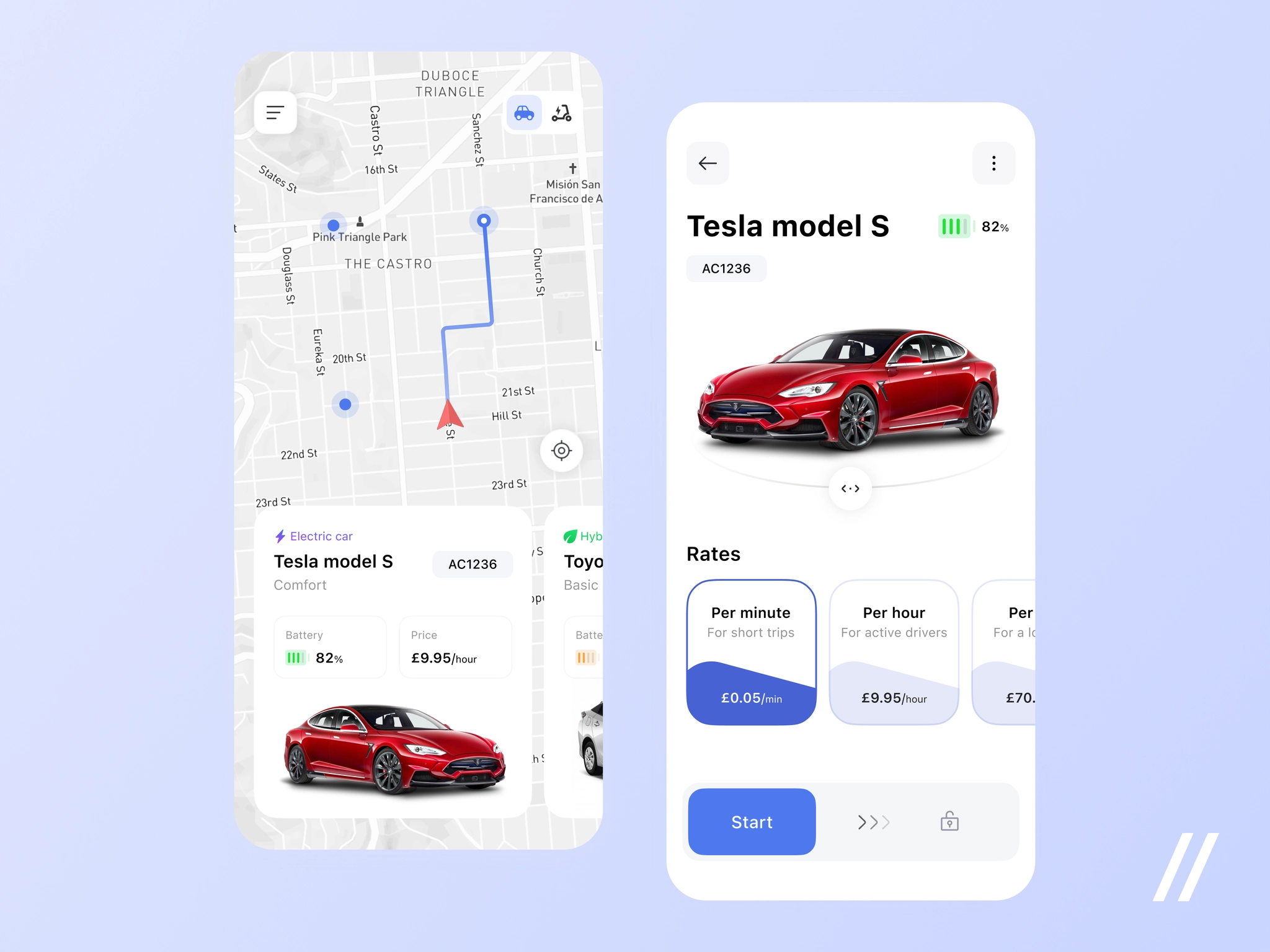 One of the main functions in the application for renting electric cars is to correctly issue a car with GPS. So the user can see all the nearest available cars.