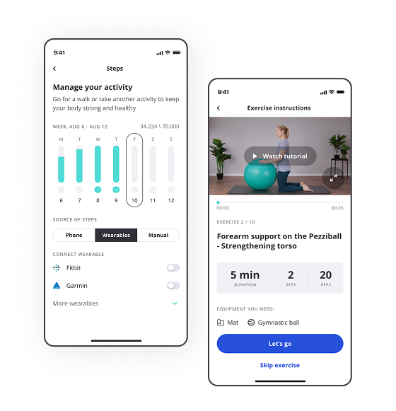 Stormotion added rehabilitation tracking to the Caspar Health app