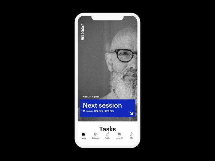 Example of the Home Screen in a coaching app with online sessions (*image by [Mikkel Victor](https://dribbble.com/23Victor){ rel="nofollow" .default-md}*)