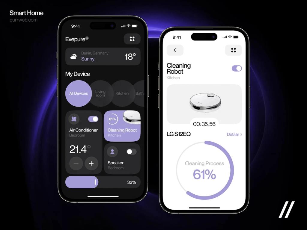 An example of a robot vacuum cleaner companion app