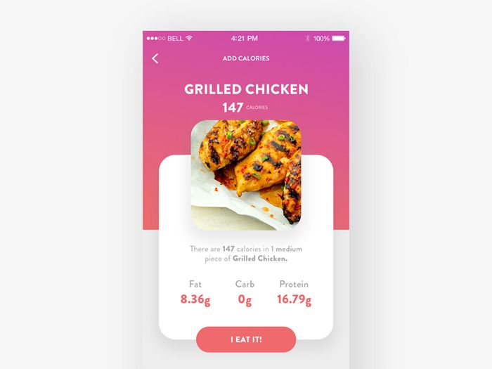 This feature is often the most important one in diet apps (*image by [Şahin Abut](https://dribbble.com/sahinabut){ rel="nofollow" .default-md}*)