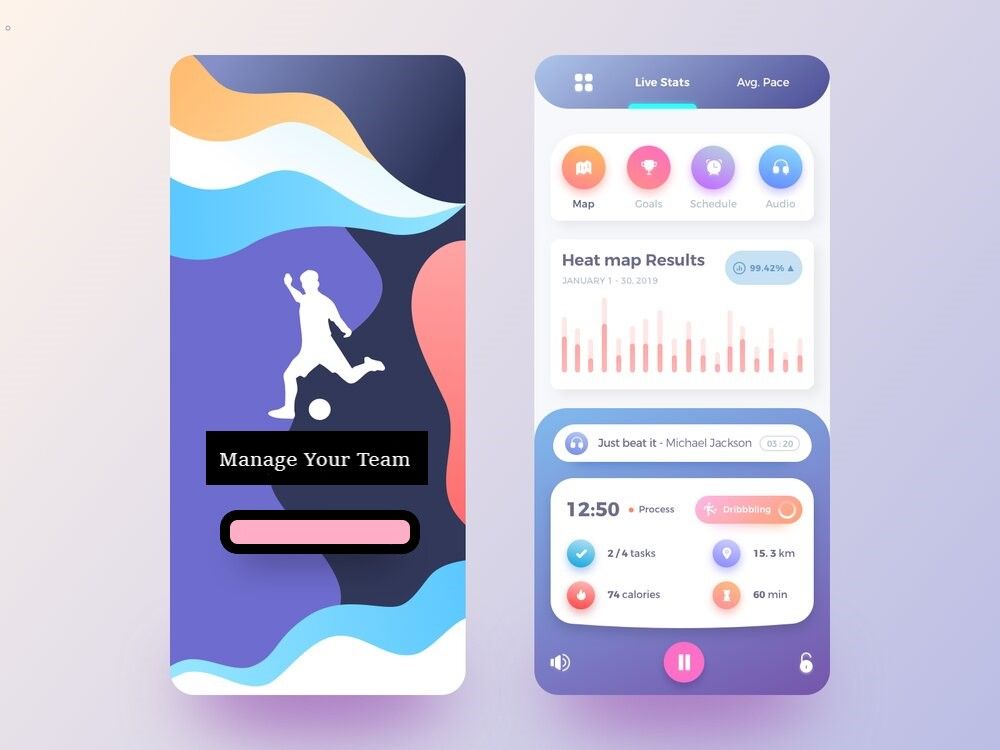 You will have all information about sport event: team roster, players’ positions, stats and even weather (*image by [Liviu Anghelina](https://dribbble.com/liviuanghelina){ rel="nofollow" target="_blank" .default-md}*)
