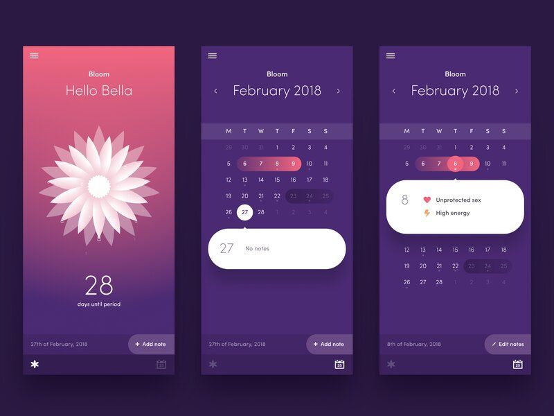 A detailed health profile is a must-have for period tracking apps, general health and fitness apps that are available in the market (*image by [Arnas Goldberg](https://dribbble.com/goldmountain){ rel="nofollow" target="_blank" .default-md}*)