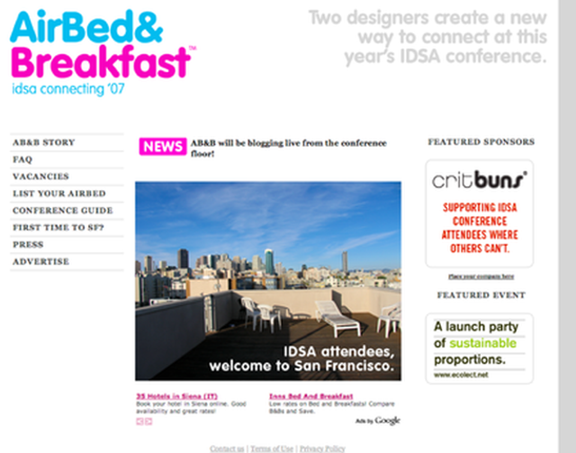 One of the first Airbnb's iterations