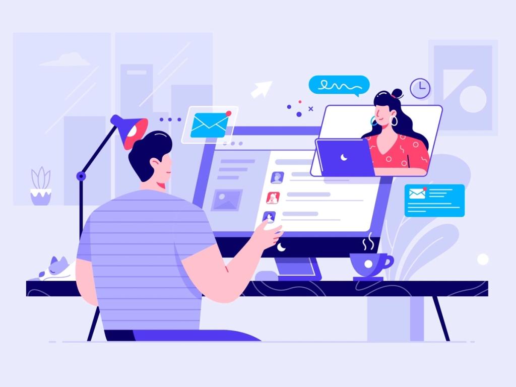 Managing remote teams will get easier as your employees get to know their colleagues better (*image by [Unini](https://dribbble.com/Unini){ rel="nofollow" target="_blank" .default-md}*)