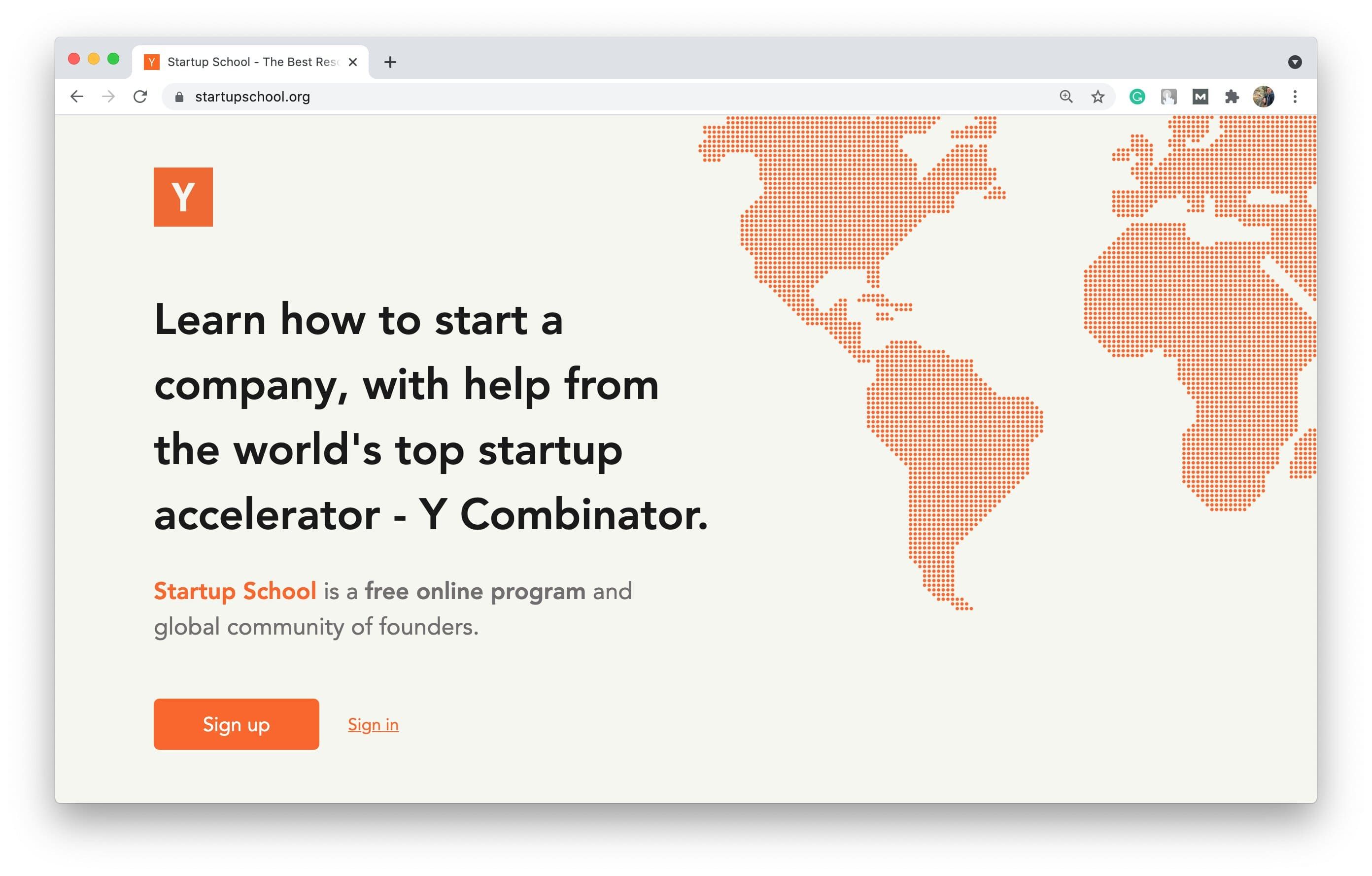 Famous startup accelerators as Y Combinator can provide companies coworking spaces and paid servers for their work (*image by [Y Combinator Startup School](https://www.startupschool.org/){ rel="nofollow" target="_blank" .default-md}*)