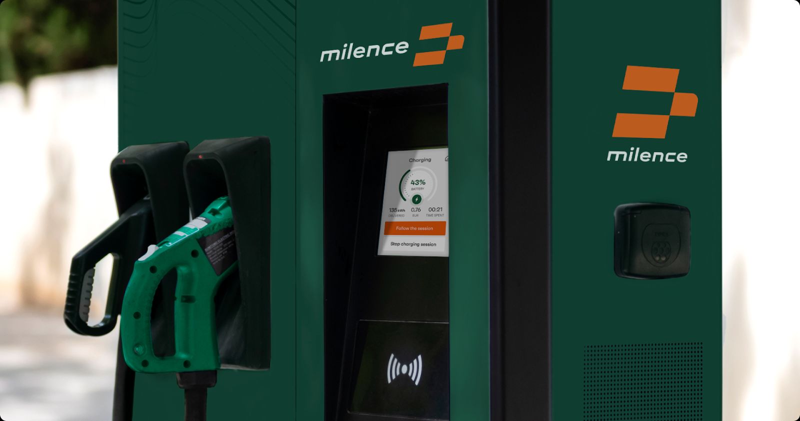 Illustration of the Milence kiosk application for EV charging