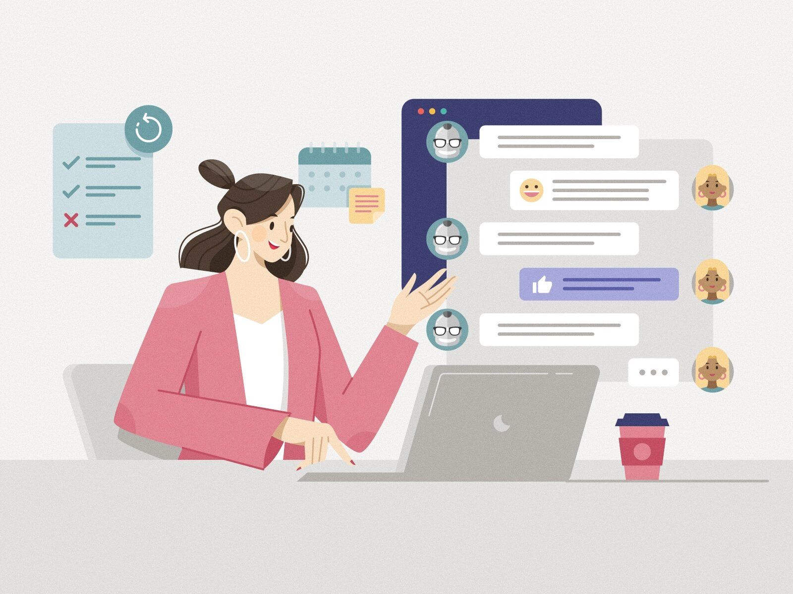 Sprint retrospective for remote employees should be an event of sharing ups and downs, but not making anyone guilty (*image by [Unini](https://dribbble.com/Unini){ rel="nofollow" target="_blank" .default-md}*)
