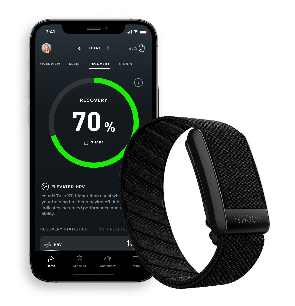 Screenshot of the WHOOP app for the wearable strap