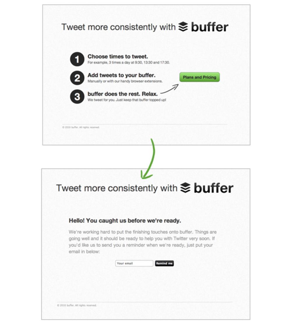 At first, the Buffer MVP looked like this