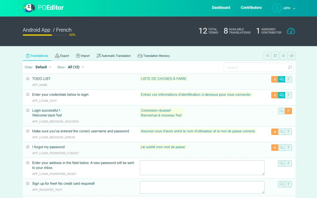 POEditor's interface