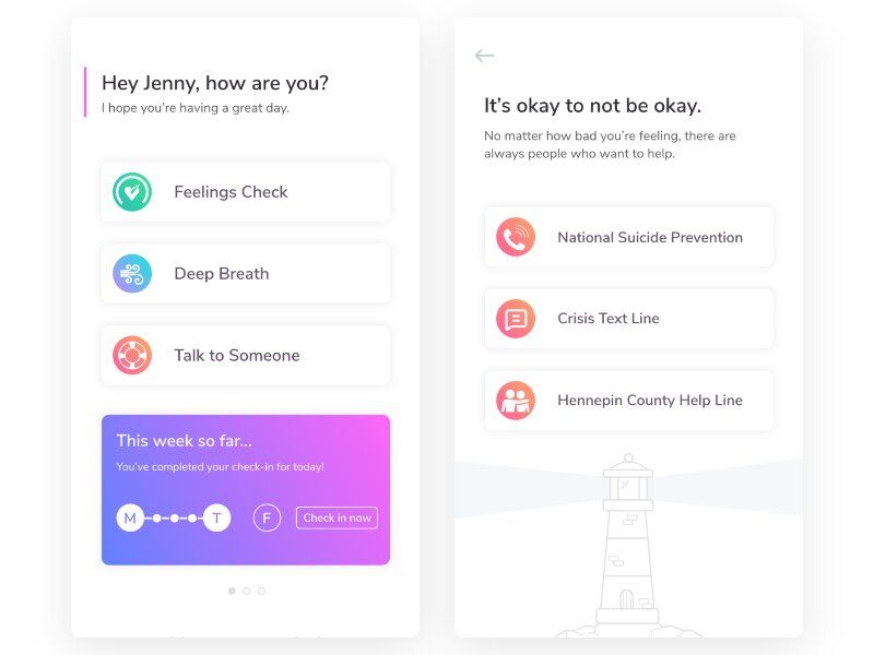 A mental health app can be a help for anxiety management and have traditional therapy methods to help people with self monitoring (*image by [Bradley Gabr-Ryn](https://dribbble.com/bgabrryn){ rel="nofollow" target="_blank" .default-md}*)