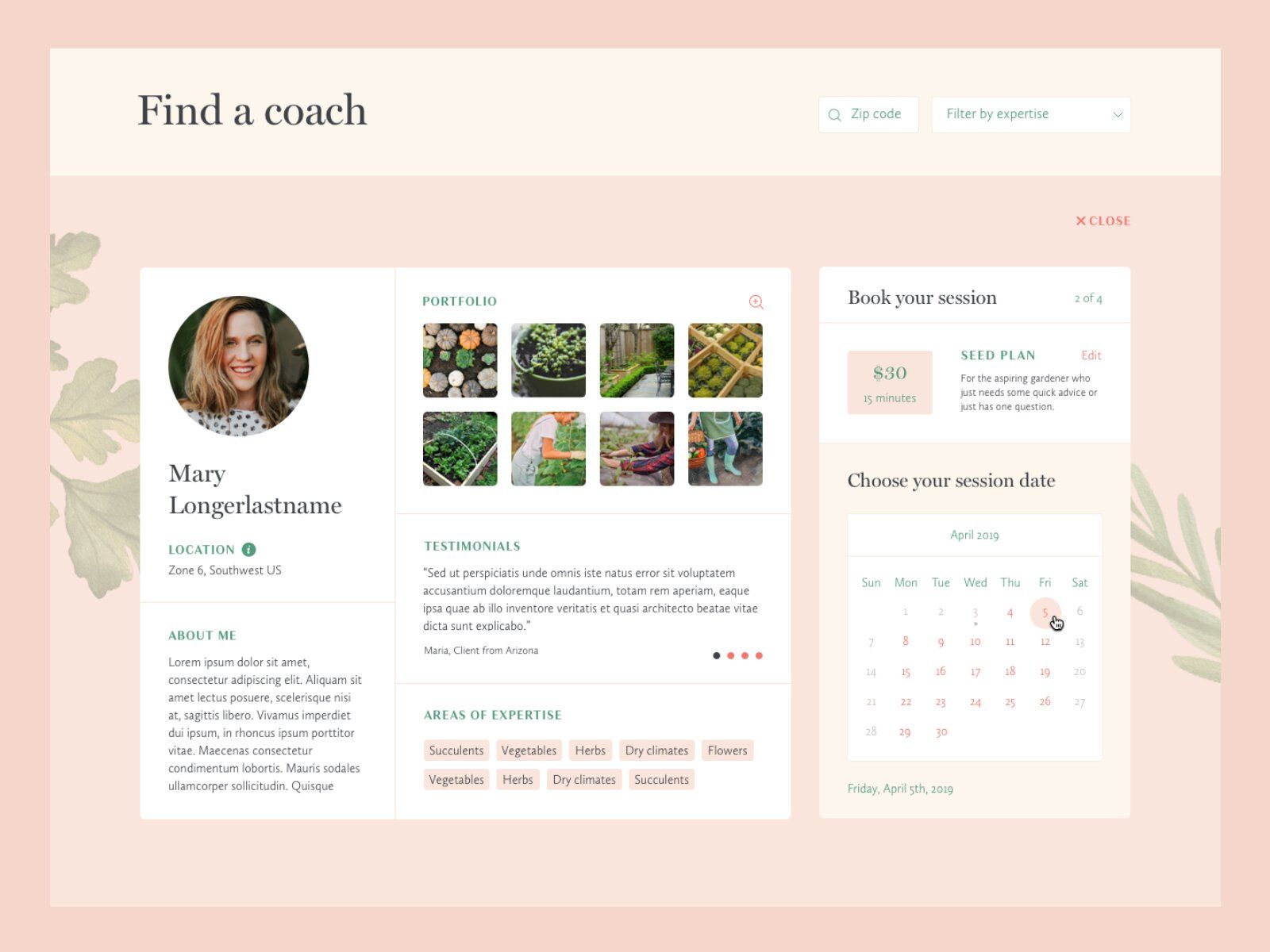 The personal contact page on a life coach website (*image by [Meagan Fisher Couldwell](https://dribbble.com/owltastic){ rel="nofollow" target="_blank" .default-md}*)