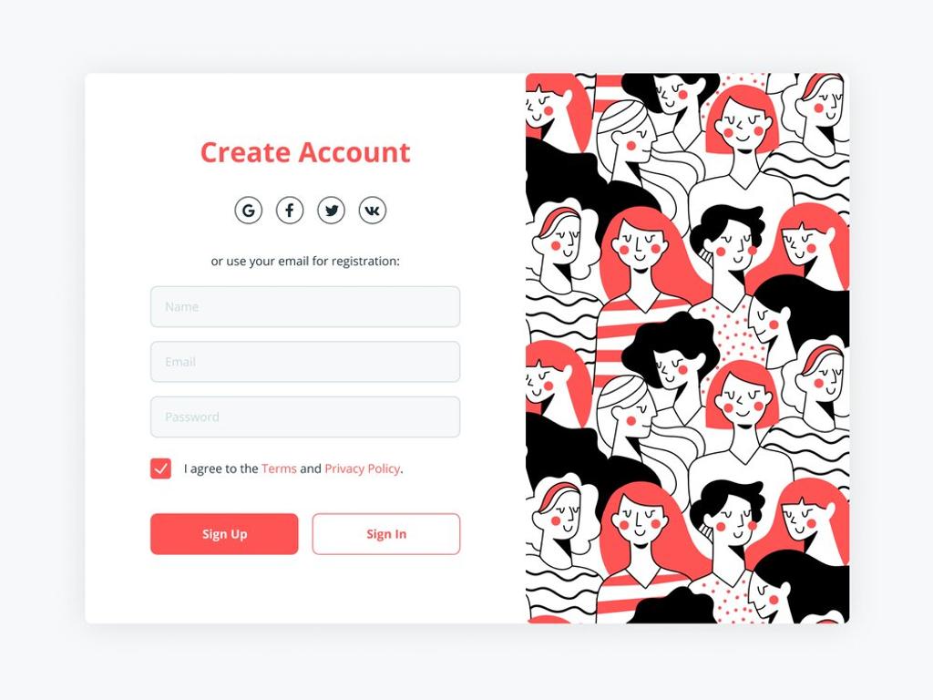 A very simple sign up for delivery services that still should be optional