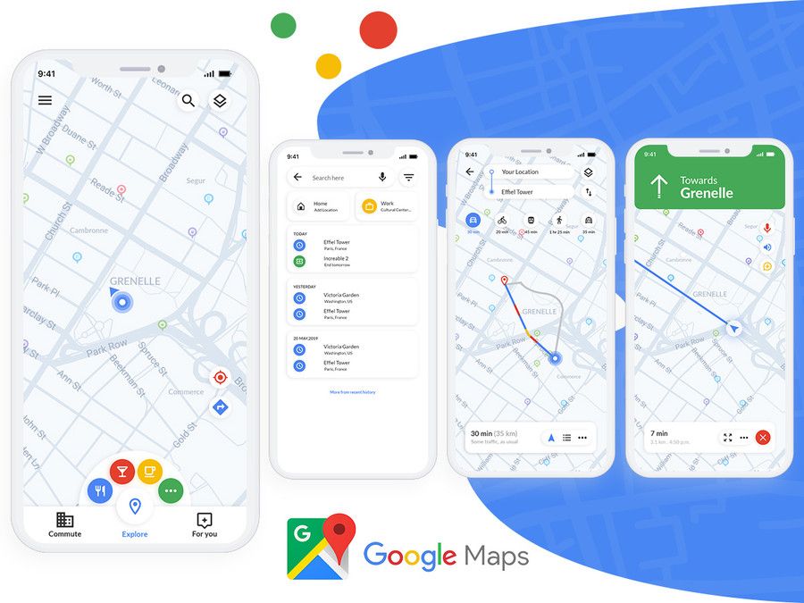 Google Maps is the most popular technology behind real-time Map &amp; Route Navigation (*image by [CMARIX TechnoLabs](https://dribbble.com/CMARIXTechnoLabs){ rel="nofollow" .default-md}*)