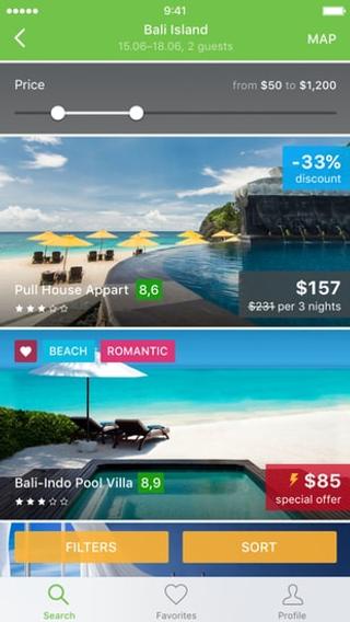 Filters and sorting in Hotellook app