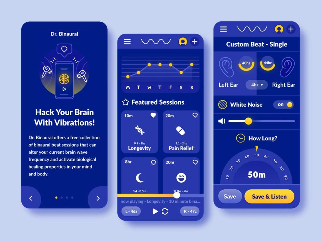 Meditations are normally done with nature sounds or other calming harmonies (*image by [Spencer](https://dribbble.com/spn){ rel="nofollow" target="_blank" .default-md}*)