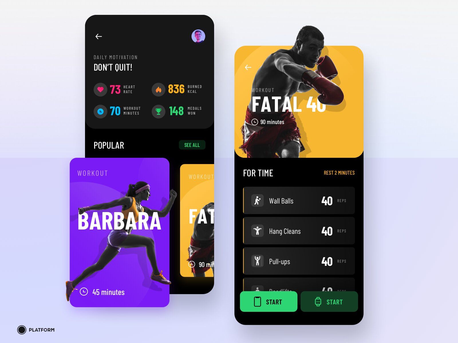You can track different types of activities with Fitbit (*image by [Andrej Roman](https://dribbble.com/andrej-roman){ rel="nofollow" .default-md}*)