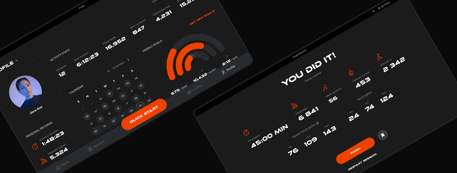 A screenshot of STEPR’s console displaying workout analytics